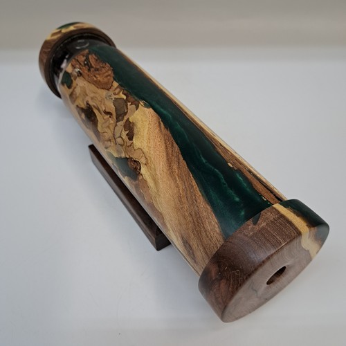 Click to view detail for SC-128 Kaleidoscope, Exotic Hardwood, Mesquite and Teal Resin $178